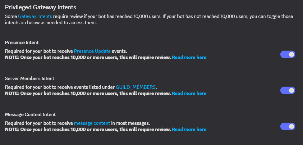 Discord Developer Portal window
